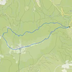 Mapa szlaku turystycznego przez polskie Karpaty, z zaznaczoną trasą od schroniska Markowe Szczawiny na Babią Górę.